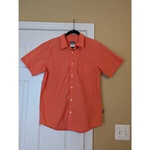 Patagonia Mens Orange Cotton Short Sleeve Button Down Shirt- Size Medium
